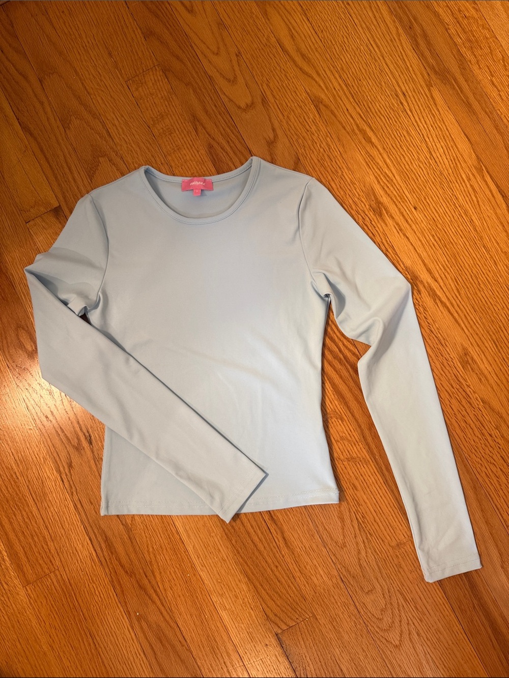 Edikted Light Blue Long Sleeve Crewneck Top